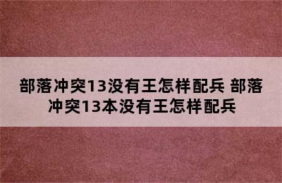 部落冲突13没有王怎样配兵 部落冲突13本没有王怎样配兵